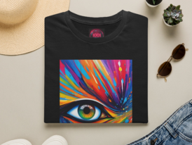 Colorful Eye Art T-Shirt — Vibrant Abstract Psychedelic Design – Black Graphic Tee