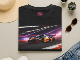 Racing Supercar Nightscape T-Shirt – Black Graphic Tee