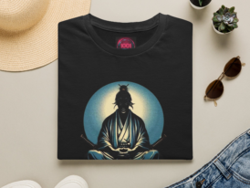 Zen Meditation T-Shirt — Seated Buddha Silhouette Tee – Black Graphic Tee