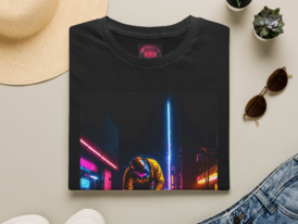 Retro Neon Vibe , Streetwear Tee, , Gift for Gamers, Casual Outfit, Nightlife Fashion – Black Graphic Tee