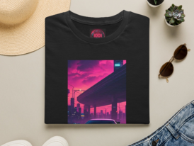 Retro Neon Car Vintage Style Tee, Gift for Car Lovers, Casual Wear, Festivals, Summer Events – Black Graphic Tee