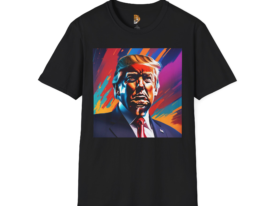 President Trump Bold Portrait Stand Out in Style – Black Graphic Tee