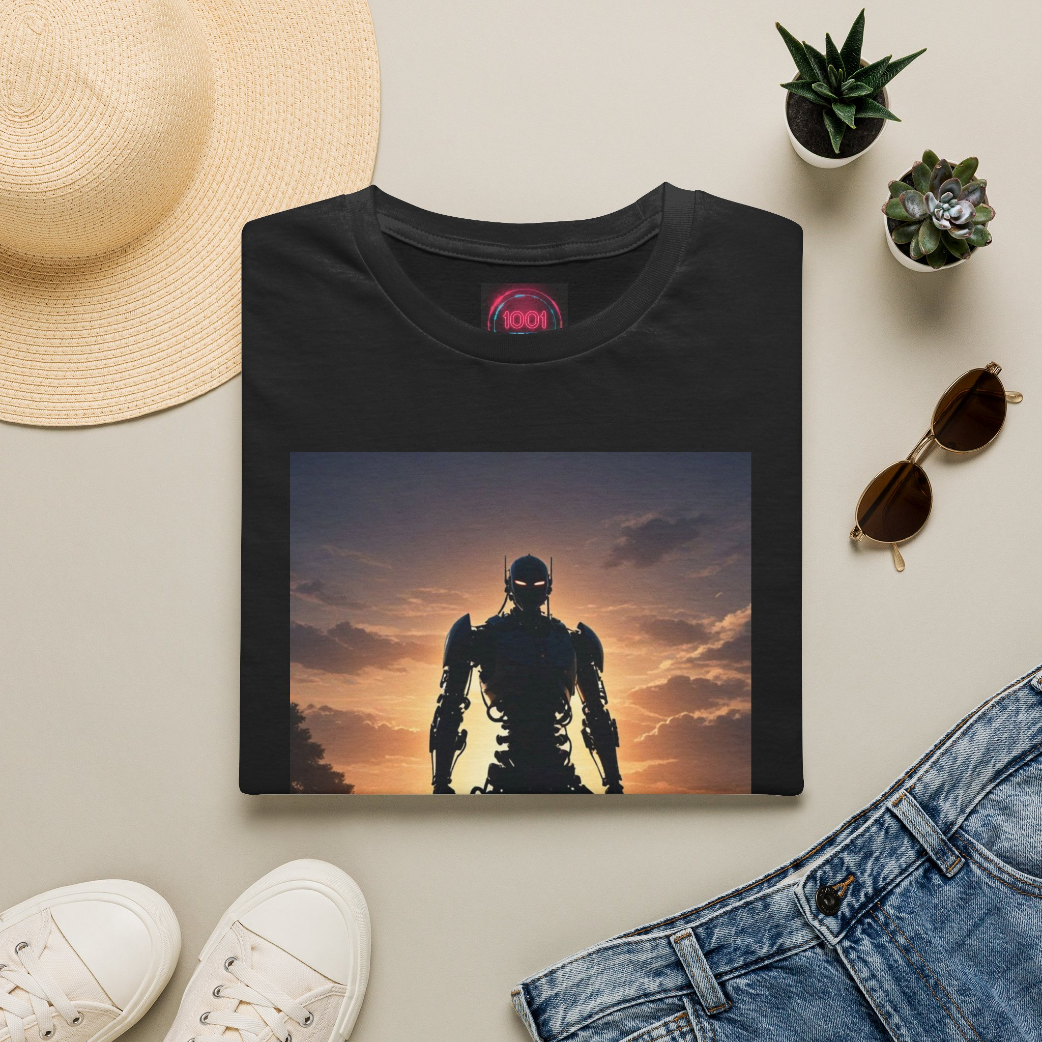 Samurai Sunset T-Shirt — Warrior Silhouette – Black Graphic Tee