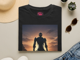 Samurai Sunset T-Shirt — Warrior Silhouette – Black Graphic Tee