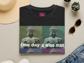 Buddha Pop Art T-Shirt — "One day a wise man said nothing" – Black Graphic Tee