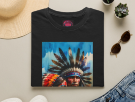 Native Spirit Portrait T-Shirt – Black Graphic Tee