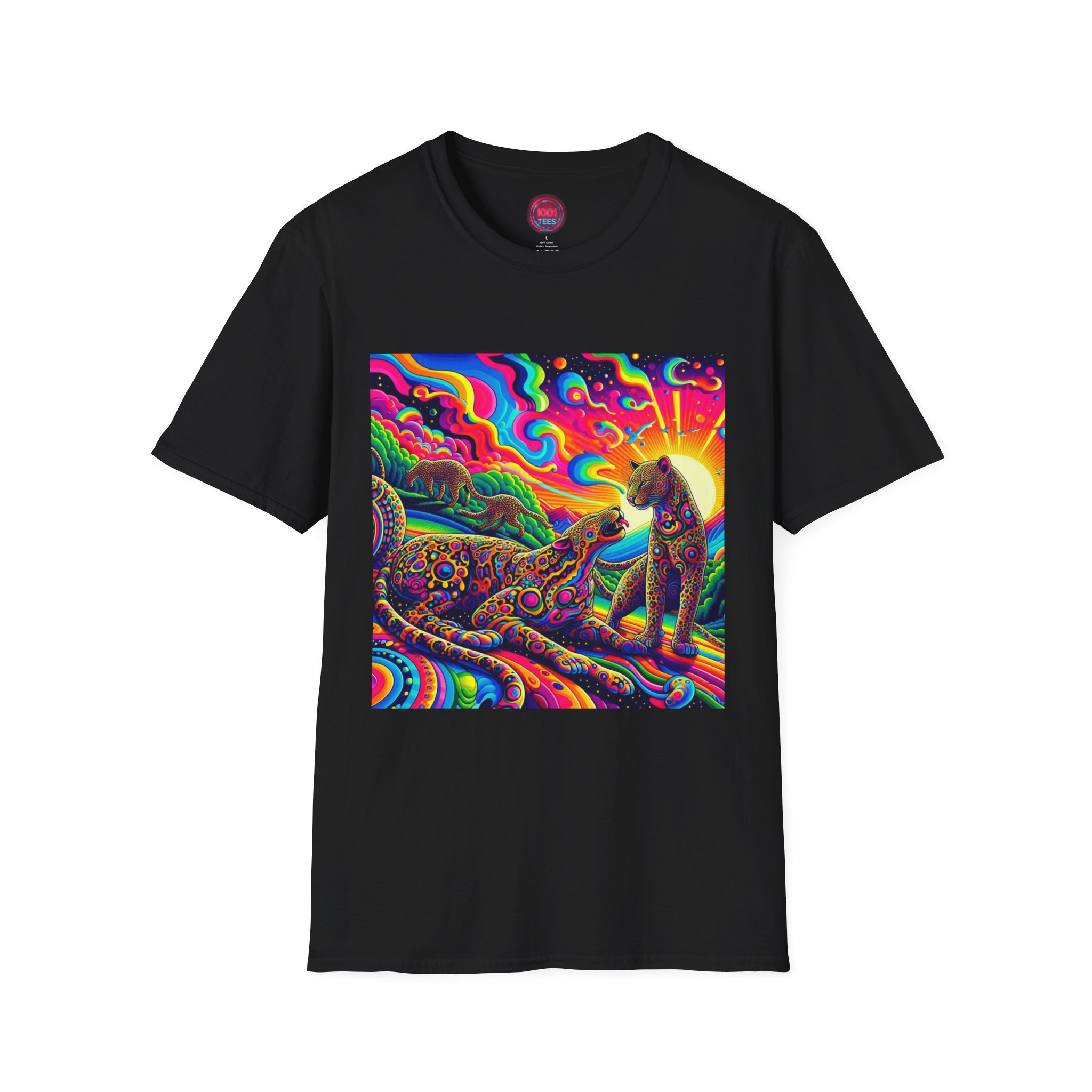 Psychedelic Jungle Art Colorful Nature Design – Black Graphic Tee