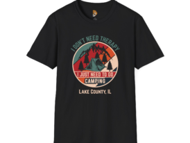 Camping Therapy Adventure & Nature Lover Tee – Black Graphic Tee