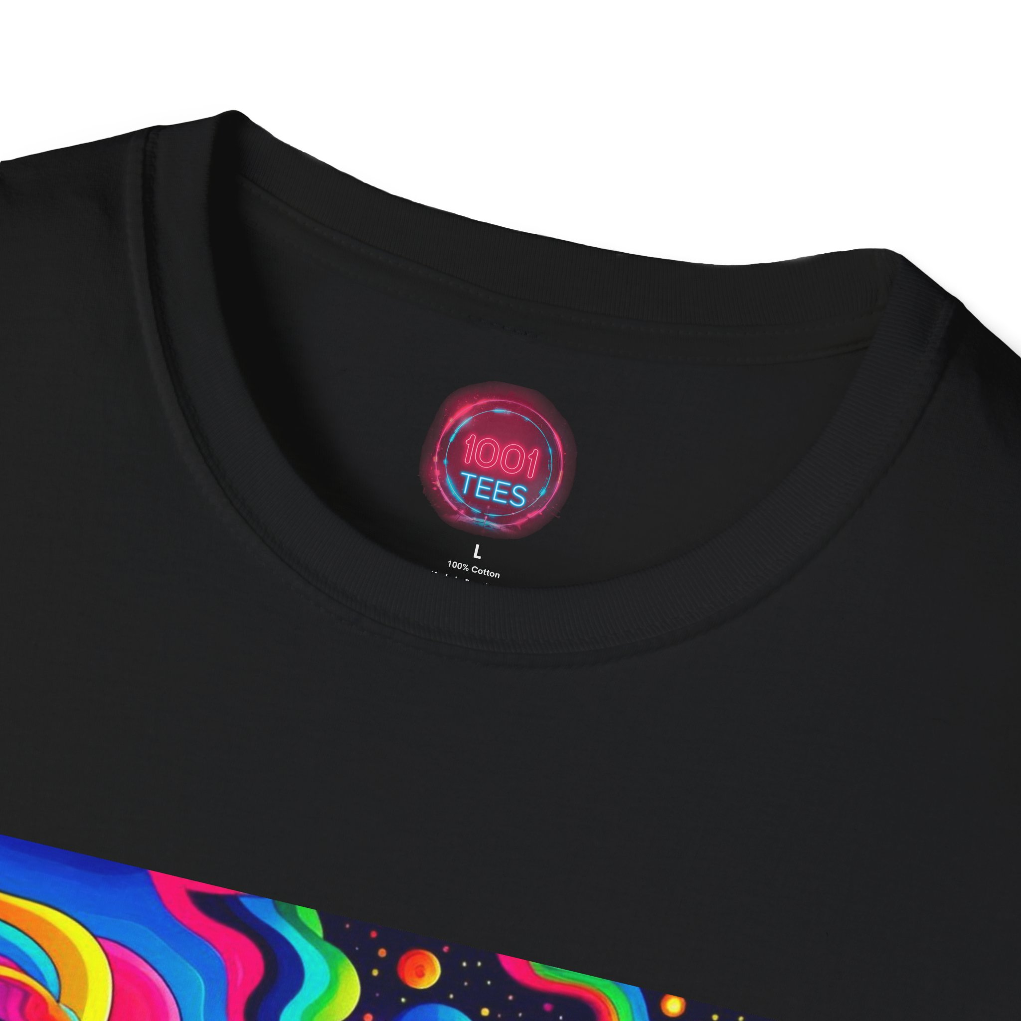 Psychedelic Jungle Art Colorful Nature Design – Black Graphic Tee - Image 2