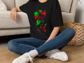 Artistic Africa Colorful Splash Design – Black Graphic Tee