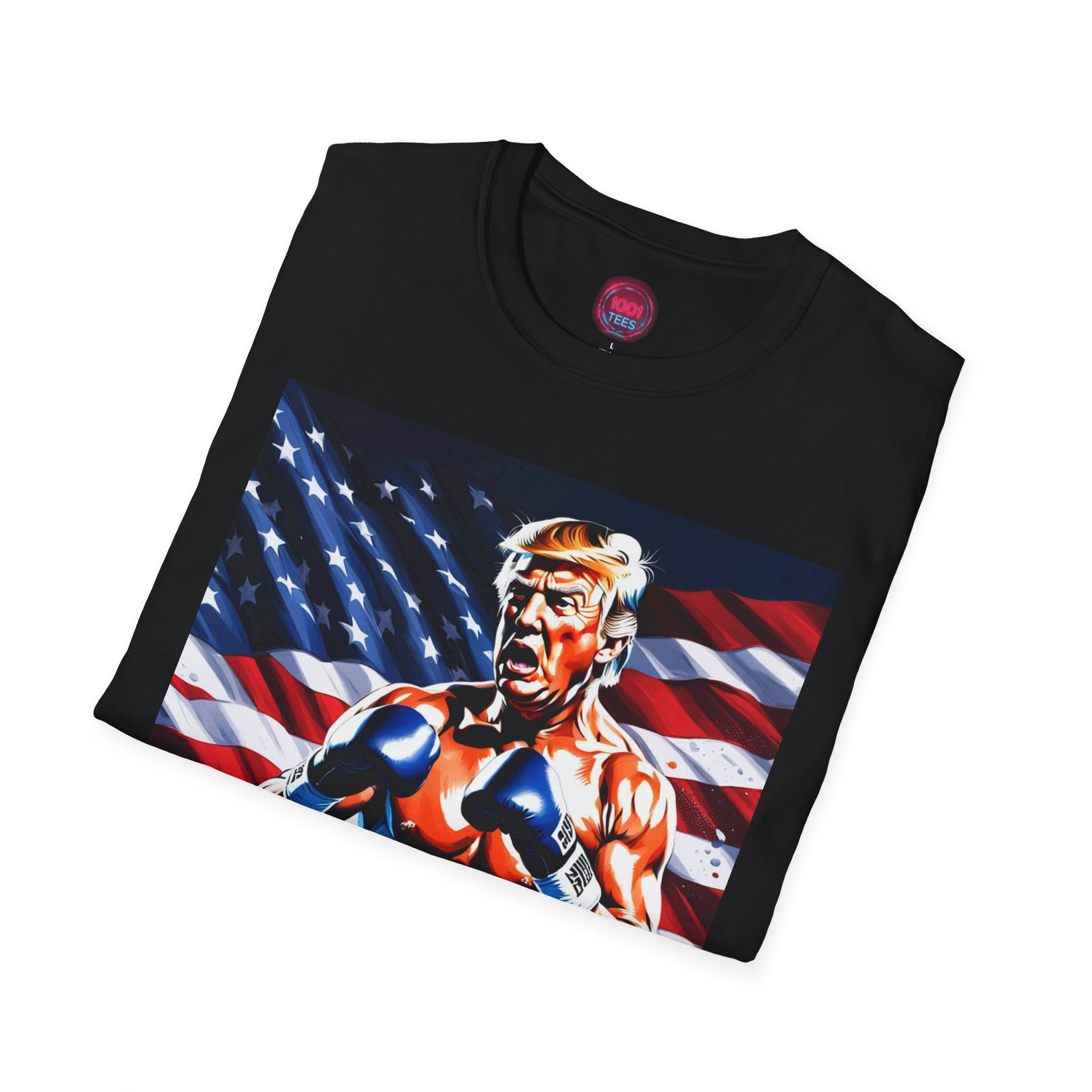 Boxer Patriot T-Shirt - Tee with American Flag Design – Black Graphic Tee - Image 3