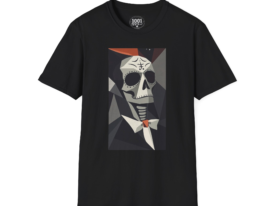 Skull Gentleman T-Shirt — Geometric Day of the Dead Skull Tee