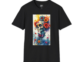 Day of the Dead Skull T-Shirt — Floral Sugar Skull Art Tee