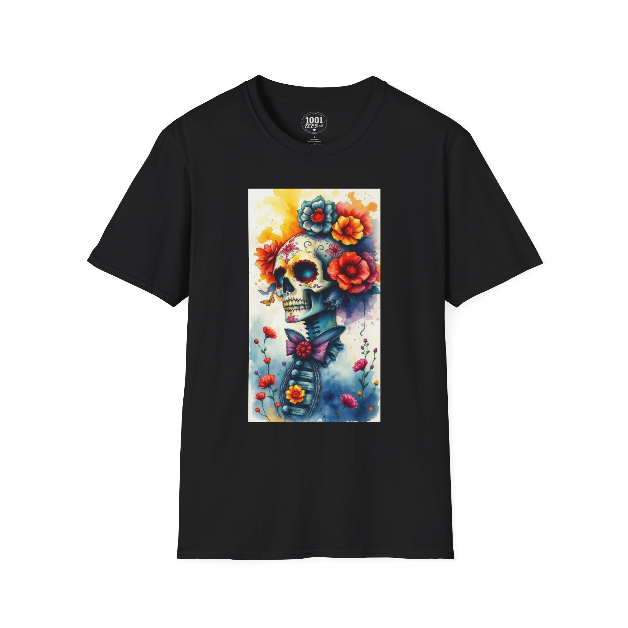 Day of the Dead Skull T-Shirt — Floral Sugar Skull Art Tee