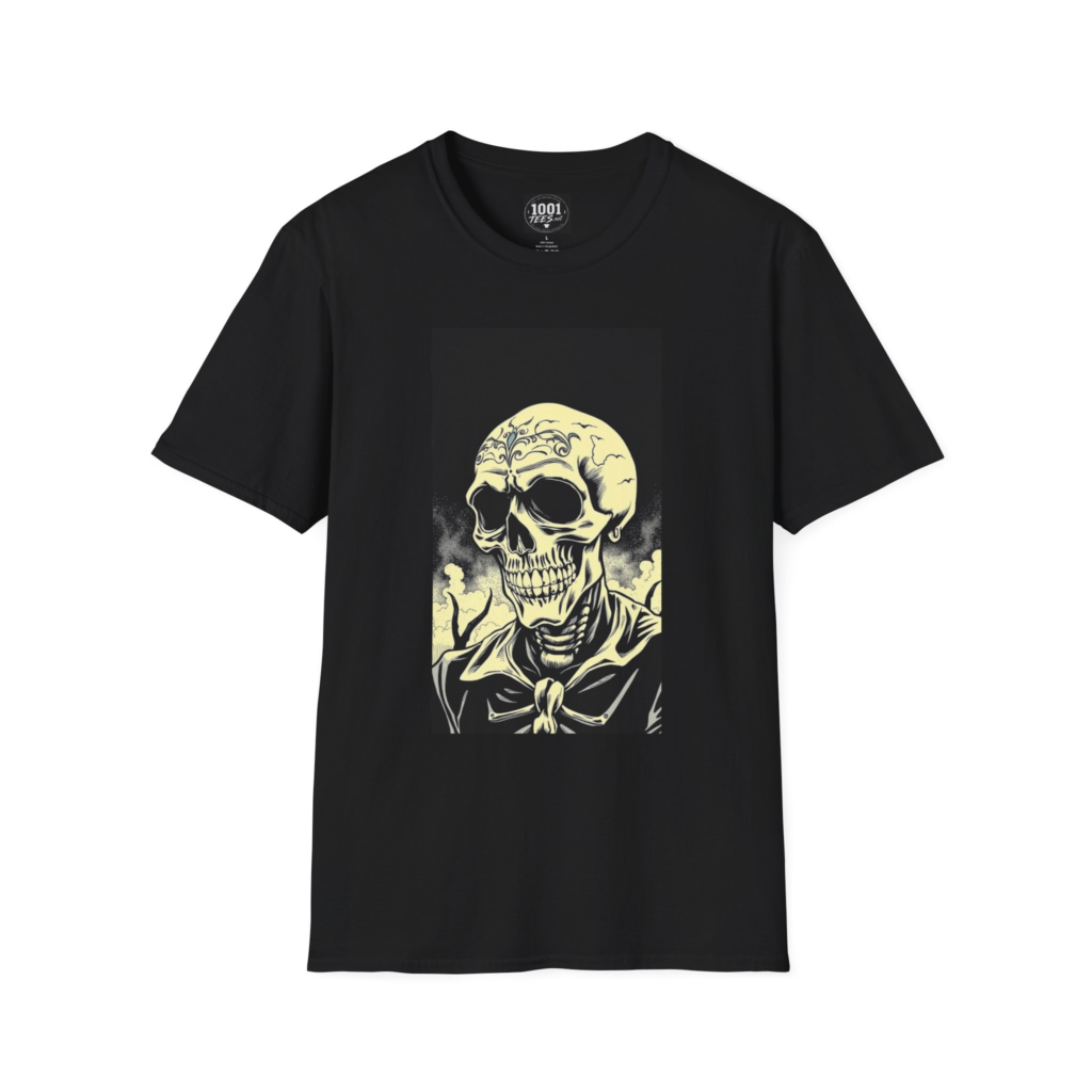 Skull Sailor Graphic T-Shirt — Vintage Yellow Skull Nautical Tee for Halloween & Gift