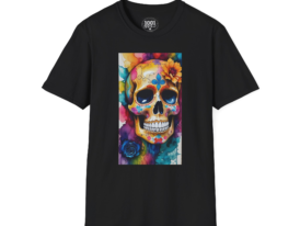 Colorful Sugar Skull T-Shirt — Day of the Dead Floral Skull Tee