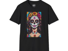 Day of the Dead Sugar Skull Tee — Floral Catrina Skull T-Shirt