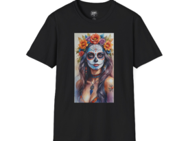 Day of the Dead Sugar Skull Girl T-Shirt — Floral Calavera Halloween Tee