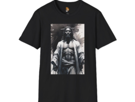 Jesus Warrior Graphic T-Shirt — Dramatic Monochrome Christ Art