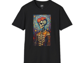 Day of the Dead Skeleton Art T-Shirt — Floral Skull Painting Tee