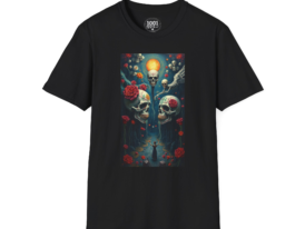 Skull Rose Gothic T-Shirt — Dark Day of the Dead Art Tee