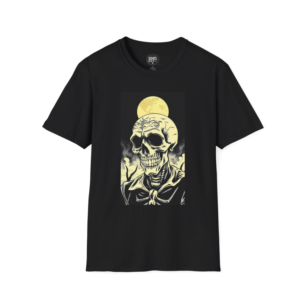 Skull & Moon T-Shirt — Vintage Nautical Skeleton Graphic Tee