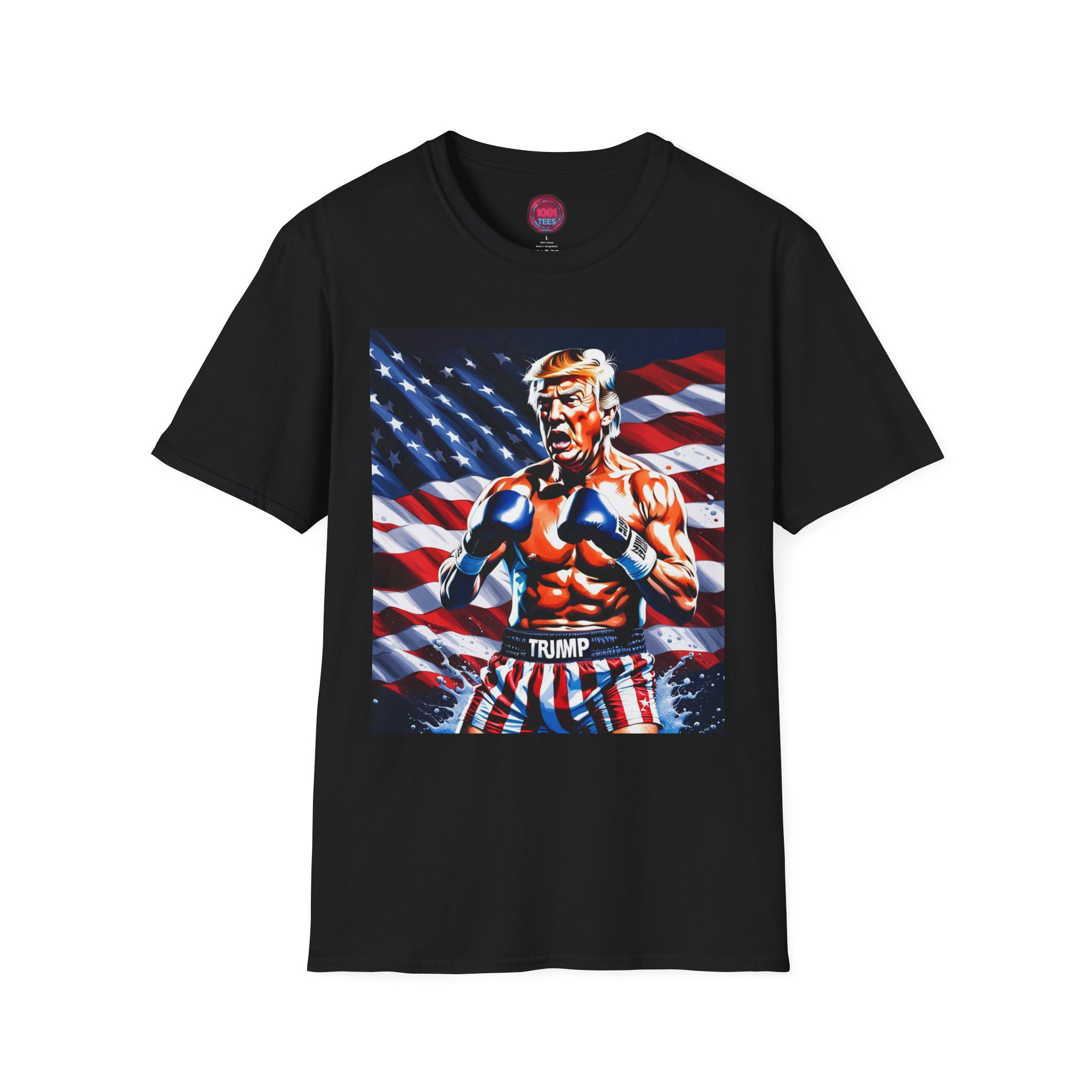 Boxer Patriot T-Shirt - Tee with American Flag Design – Black Graphic Tee