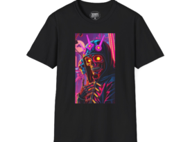 Neon Cyber Skull Graphic Tee