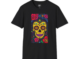 Day of the Dead Sugar Skull T-Shirt — Colorful Floral Día de los Muertos Tee