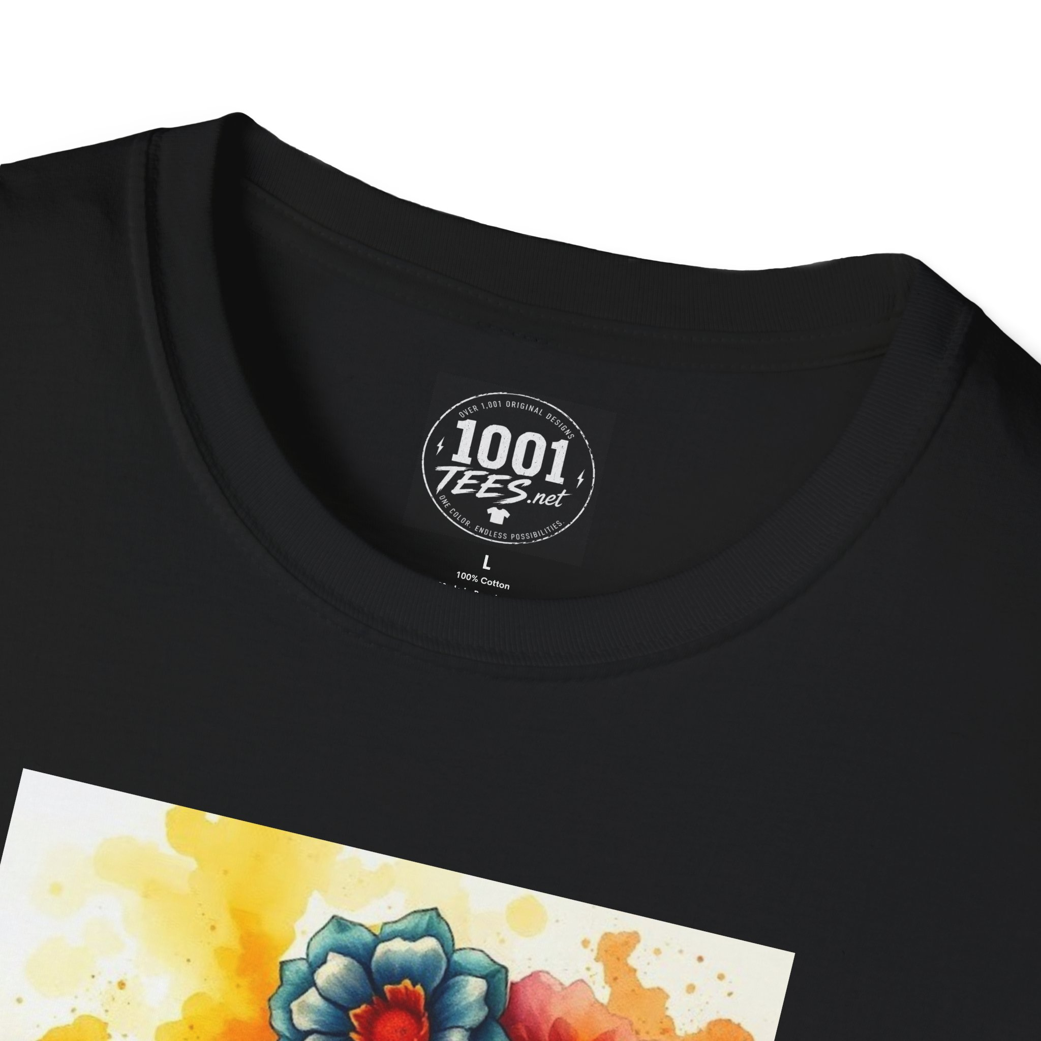 Day of the Dead Skull T-Shirt — Floral Sugar Skull Art Tee - Image 2