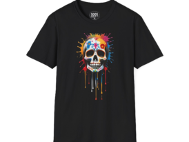 Color Splash Skull T-Shirt — Vibrant Drip Sugar Skull Graphic Tee