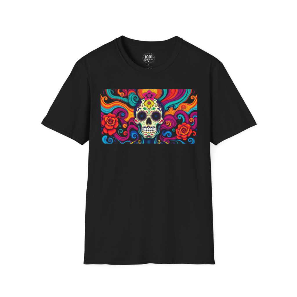 Day of the Dead Sugar Skull T-Shirt — Colorful Floral Calavera Tee