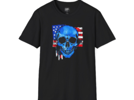 American Flag Blue Skull T-Shirt