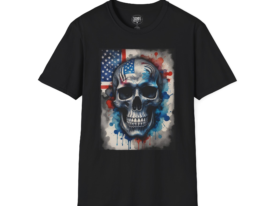 American Flag Skull T-Shirt — Patriotic Grunge Skull Tee