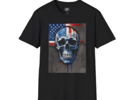 American Flag Skull T-Shirt — Patriotic Grunge Skull Graphic Tee
