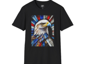 Bald Eagle Stained Glass T-Shirt — Patriotic American Flag Artwork