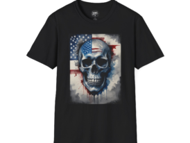 American Flag Skull T-Shirt — Patriotic Grunge Graphic Tee