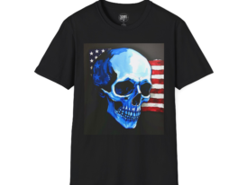 American Flag Skull T-Shirt — Patriotic Blue Skull Graphic Tee