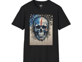 American Flag Skull T-Shirt — Patriotic Grunge Skull Tee for 4th of July