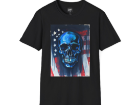American Flag Skull T-Shirt — Patriotic Blue Skull Graphic Tee